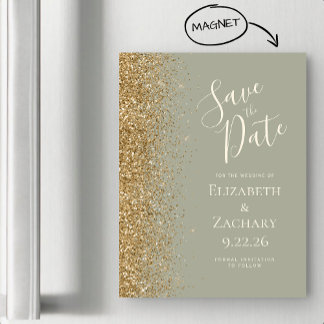 Modern Sage Groen Goud Save the Date Magnetische K
