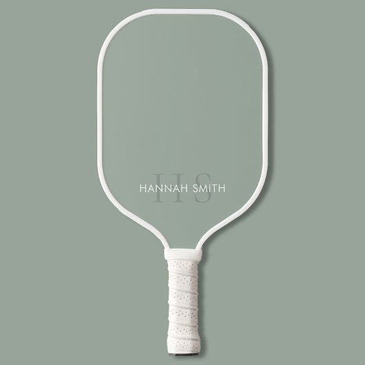 Modern Sage Groen Minimalistisch Monogram Pickleball Paddle