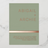 Modern Sage Groen Roos Goud Minimalistische Bruilo Folie Uitnodiging (Voorkant)