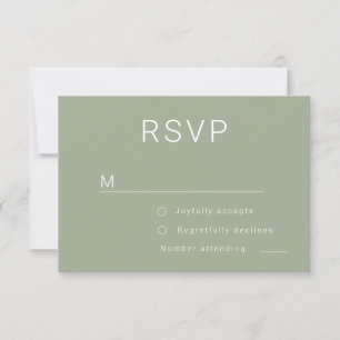 Modern Sage Groen Roos Goud Minimalistische Bruilo RSVP Kaartje