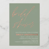 Modern Sage Groen Roos Goud Vrijgezellenfeest Chic Folie Uitnodiging (Voorkant)