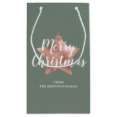 Modern Sage Groen Roos Gouden Ster Kerst Klein Cadeauzakje (Achterkant)