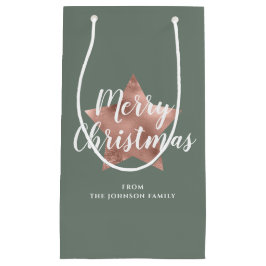 Modern Sage Groen Roos Gouden Ster Kerst Klein Cadeauzakje