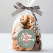 Modern Sage Groen Roos Gouden Ster Kerst Ronde Sticker