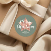 Modern Sage Groen Roos Gouden Ster Kerst Ronde Sticker