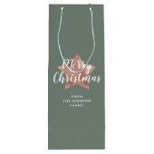 Modern Sage Groen Roos Gouden Ster Kerst Wijn Cadeautas (Achterkant)