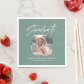 Modern sage groen script foto elegant afstuderen servet (Insitu)