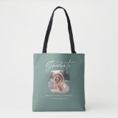Modern sage groen script foto elegant afstuderen tote bag (Voorkant)
