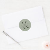 Modern Sage Groen Script Monogram Retouradres Ronde Sticker (Envelop)