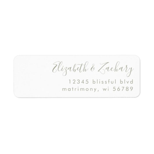 Modern Sage Groen Script Retouradres Etiket (Voorkant)