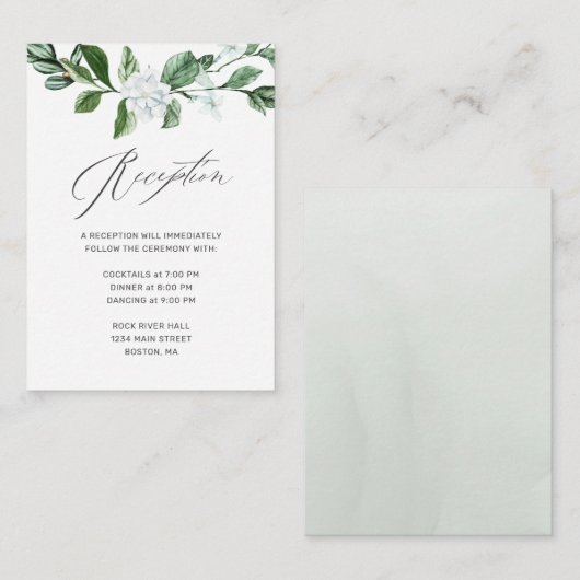 Modern Sage groen wit bloemenbruiloft Informatiekaartje (Voorkant / Achterkant)
