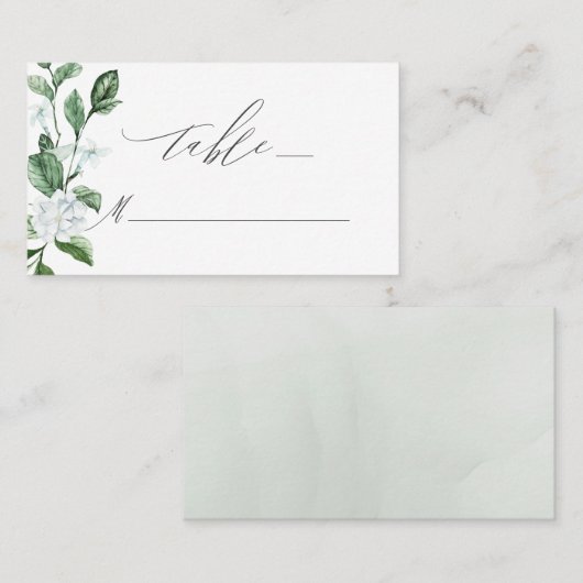 Modern Sage groen wit bloemenbruiloft Plaatskaartje (Voorkant / Achterkant)