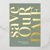 Modern Sage Groen Wit Save The Date Folie Uitnodiging (Voorkant)