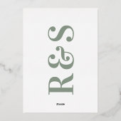 Modern Sage Groen Wit Save The Date Folie Uitnodiging (Achterkant)