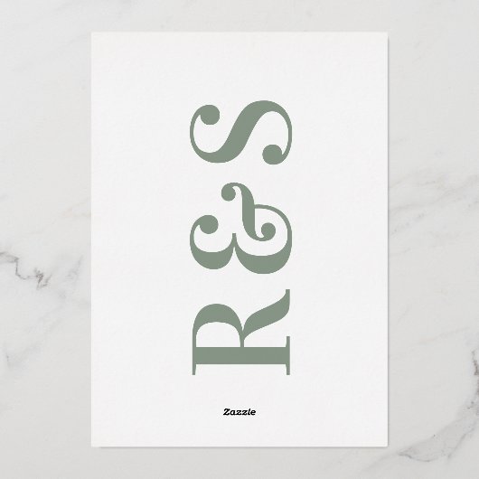 Modern Sage Groen Wit Save The Date Folie Uitnodiging (Achterkant)