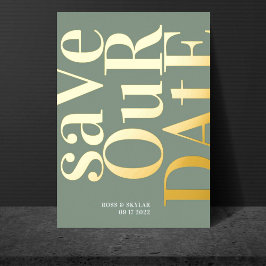 Modern Sage Groen Wit Save The Date Folie Uitnodiging