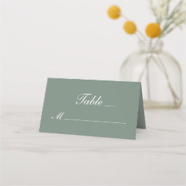 Modern Sage Groen Wit Script Bruiloft Plaatskaartje