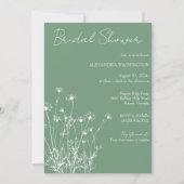 Modern Sage Groen & Wit Wildflower Vrijgezellenfee Kaart (Voorkant)