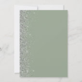 Modern Sage Groen Zilver Glitter Edge Bruiloft Kaart (Achterkant)