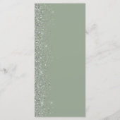 Modern Sage Groen Zilver Glitter Edge Bruiloft Menu (Achterkant)
