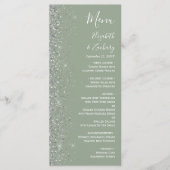 Modern Sage Groen Zilver Glitter Edge Bruiloft Menu (Voorkant)