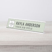 Modern Sage Groene Aangepaste BedrijfsLogo Bureau Naambordje (Voorkant)