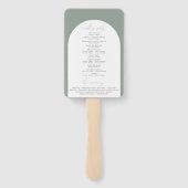 Modern Sage Groene Boog Botanisch Huwelijksprogram Handwaaier (Achterkant)