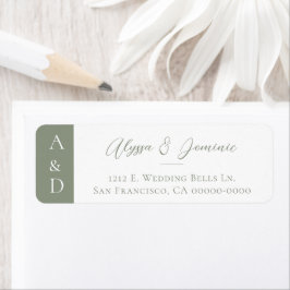 Modern Sage Groene Initialen Bruiloft Retouradres Etiket