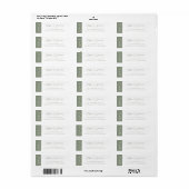 Modern Sage Groene Initialen Bruiloft Retouradres Etiket (Full Sheet)