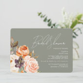 Modern Sage Groene Perzik Bloemen Vrijgezellenfees Kaart (Staand voorkant)