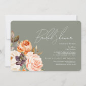 Modern Sage Groene Perzik Bloemen Vrijgezellenfees Kaart (Voorkant)