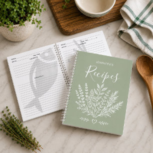 Modern Sage Groene Recept Familie Kookboek Notitie Notitieboek