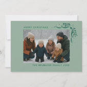 Modern Sage Hand Drawn Bows Christmas Photo Feestdagenkaart (Voorkant)