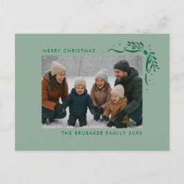 Modern Sage Hand Drawn Bows Christmas Photo Feestdagenkaart