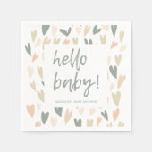 Modern Sage Heart Geslacht Neutraal Baby shower Servet (Voorkant)