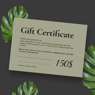 Modern Sage Logo Business Cadeaucertificaat Visitekaartje