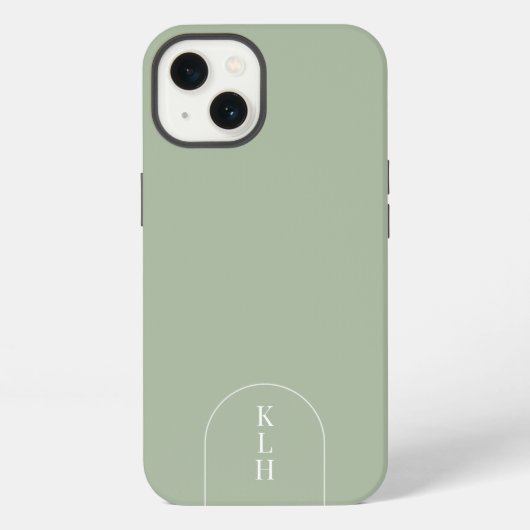 Modern Sage Monogrammed iPhone Hoesje (Achterkant)