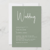 Modern Sage No Parents Wedding Invitation Kaart (Voorkant)