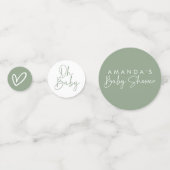 Modern Sage Oh Baby Eenvoudig Baby shower Confetti (Achterkanten)