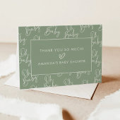 Modern Sage Oh Baby Eenvoudig Baby shower Gevouwen Bedankkaart