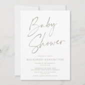 Modern Sage Olive Green Script Baby shower Kaart (Voorkant)