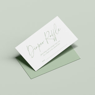 Modern Sage Pastel Green Handwrite Diaper Raffle Informatiekaartje