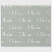 Modern Sage Personalized Pastel Script Name Wrapp Cadeaupapier (Vlak)