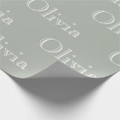 Modern Sage Personalized Pastel Script Name Wrapp Cadeaupapier (Hoek)