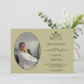 Modern Sage Photo MD Doctor of Medicine Afstuderen Kaart (Staand voorkant)