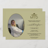 Modern Sage Photo MD Doctor of Medicine Afstuderen Kaart (Voorkant / Achterkant)