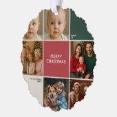Modern Sage RED collage vrolijk kerstfeest Ornament Kaart (Links)