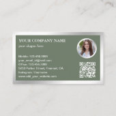 Modern Sage Terrazzo Real Estate Photo QR Code Visitekaartje (Achterkant)