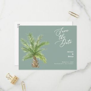 Modern Sage Tropical Foliage Wedding Save the Date Uitnodiging Briefkaart