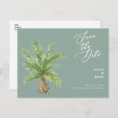 Modern Sage Tropical Foliage Wedding Save the Date Uitnodiging Briefkaart (Voorkant / Achterkant)